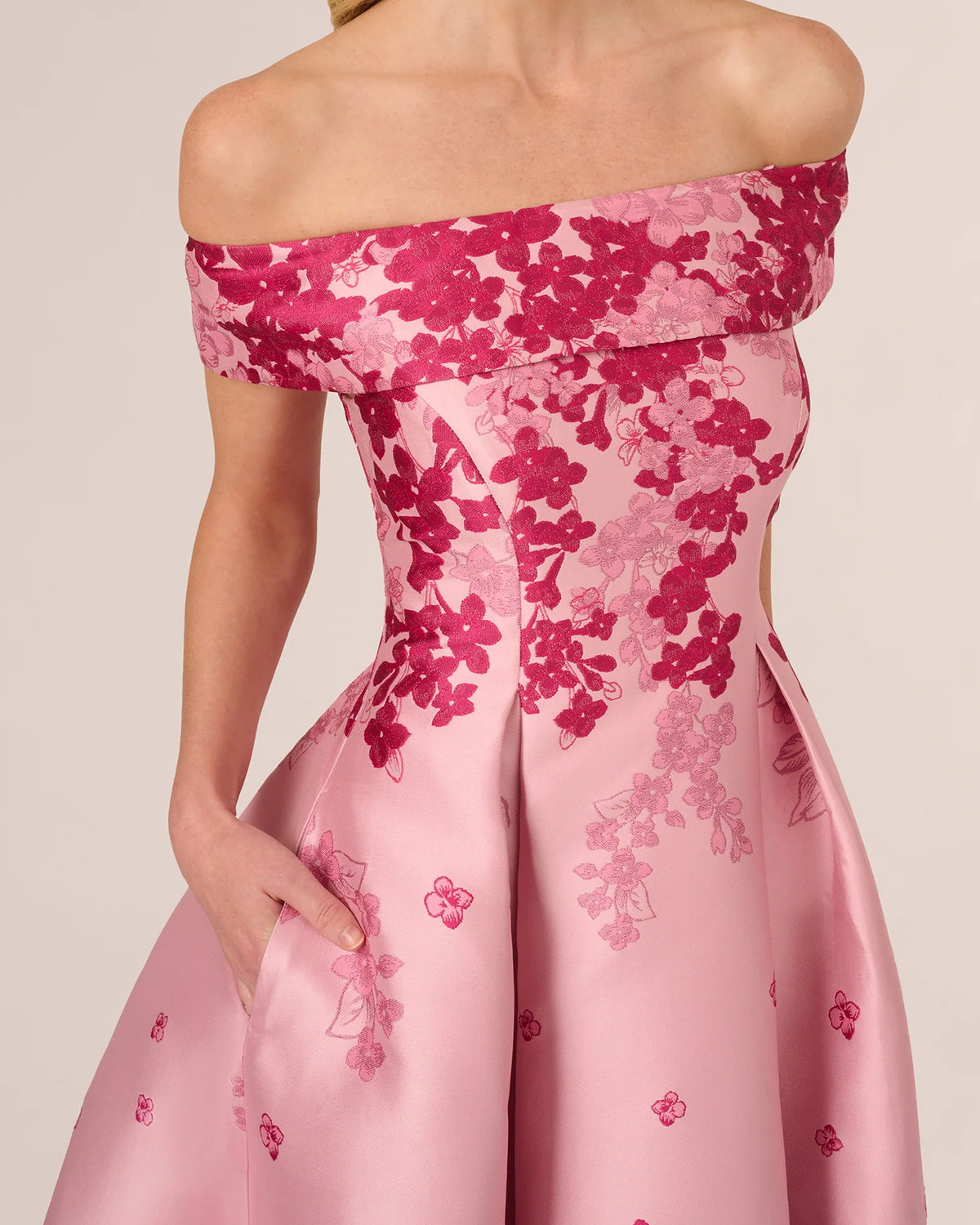off shoulder fit-and-flare ankle-length mother of the bride dress - image 4