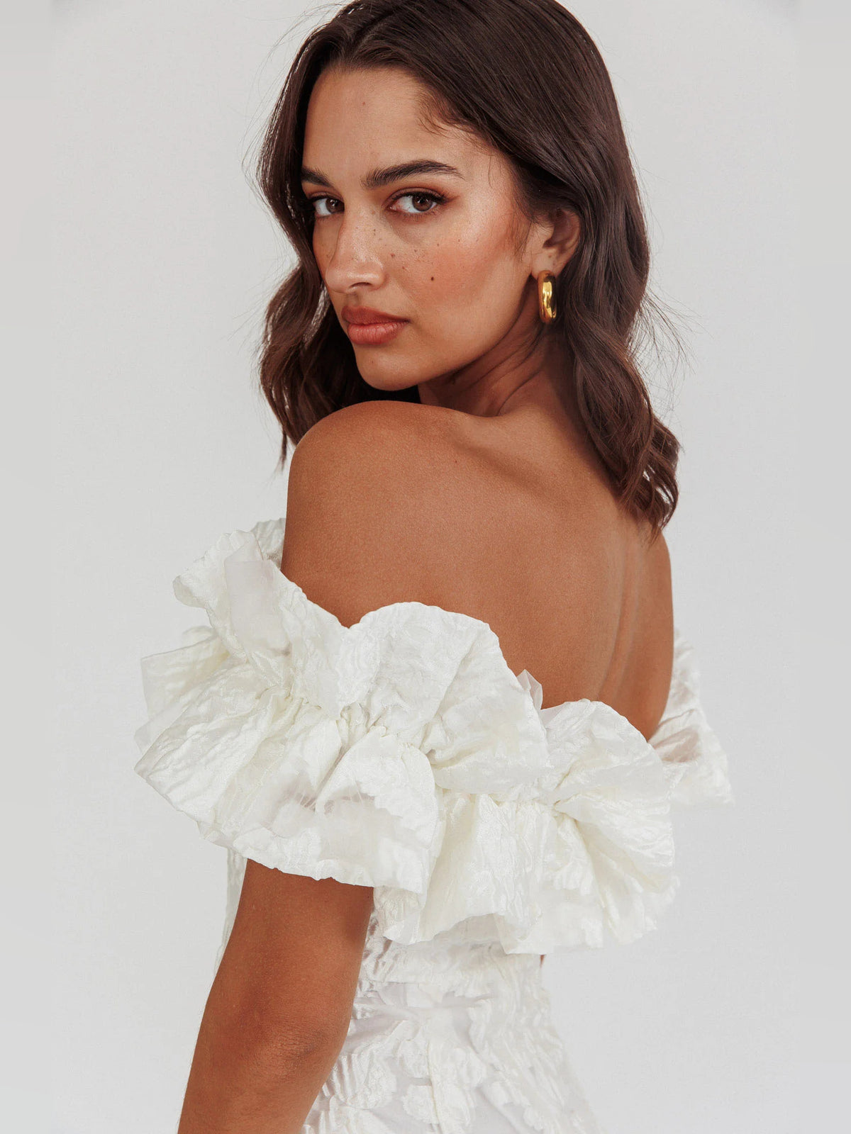 White mini homecoming dress, alternate view showing the overall dress design