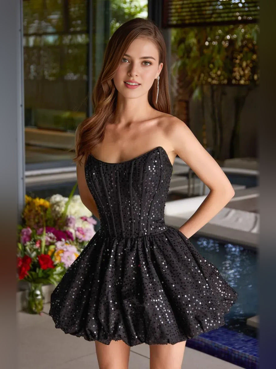 Light Pink mini homecoming dress, alternate view showing the overall dress design
