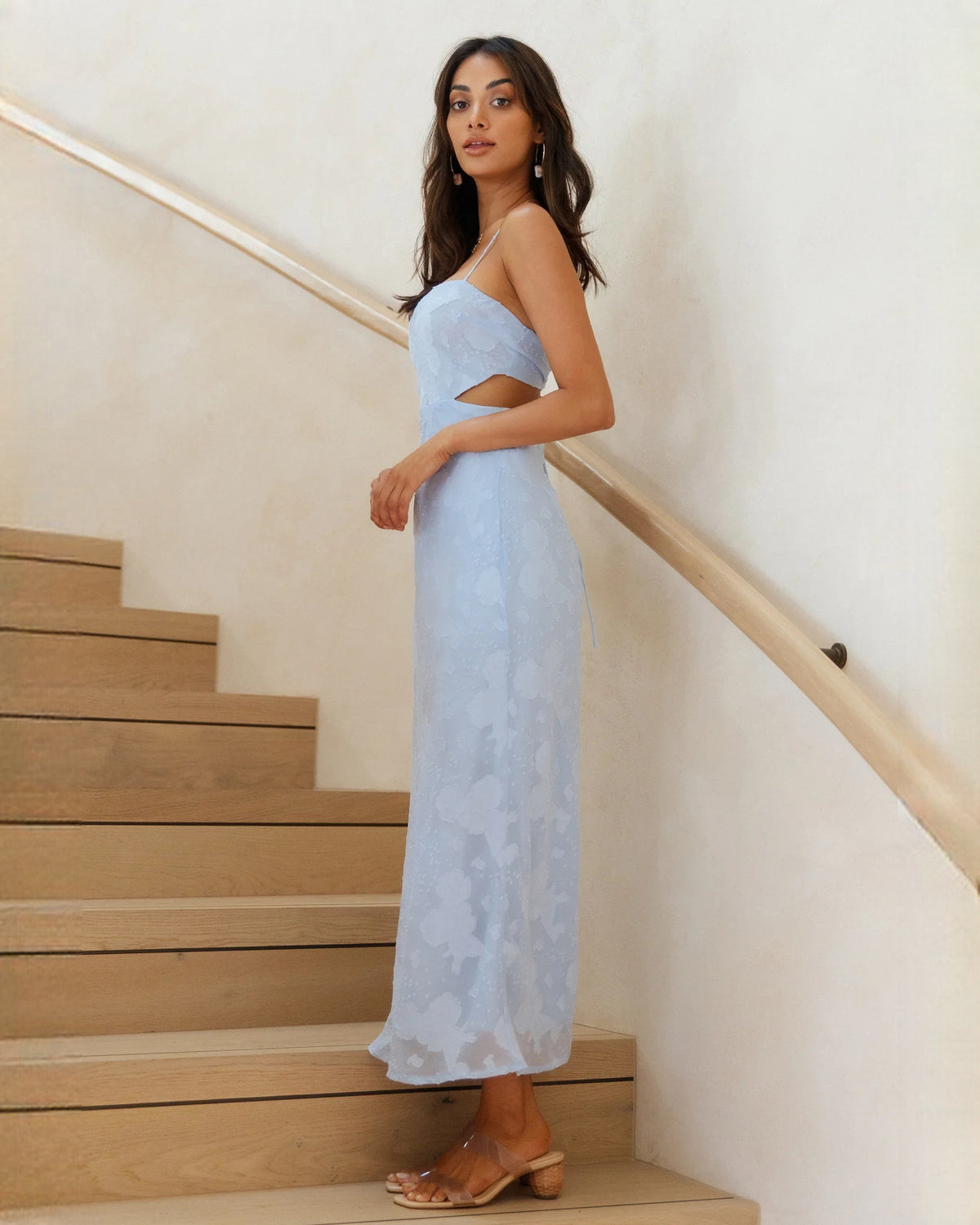 sleeveless mesh a-line maxi bridesmaid dress - image 4