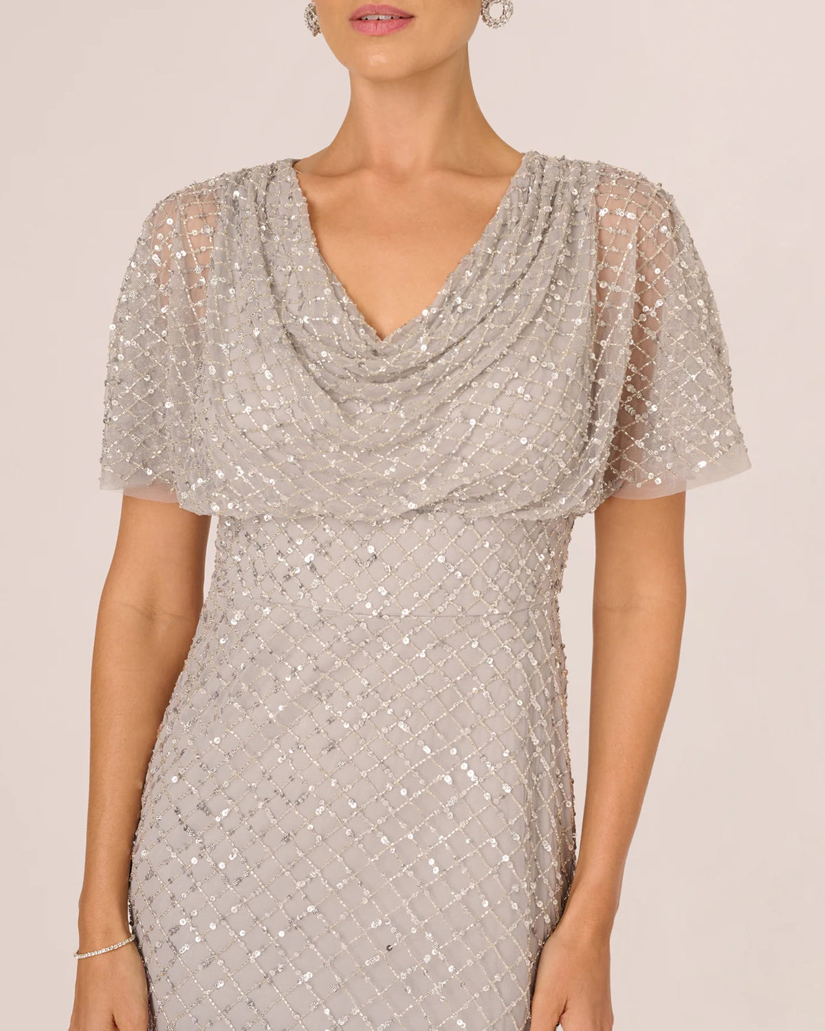 cowl neck a-line maxi mother of the bride dress - image 4