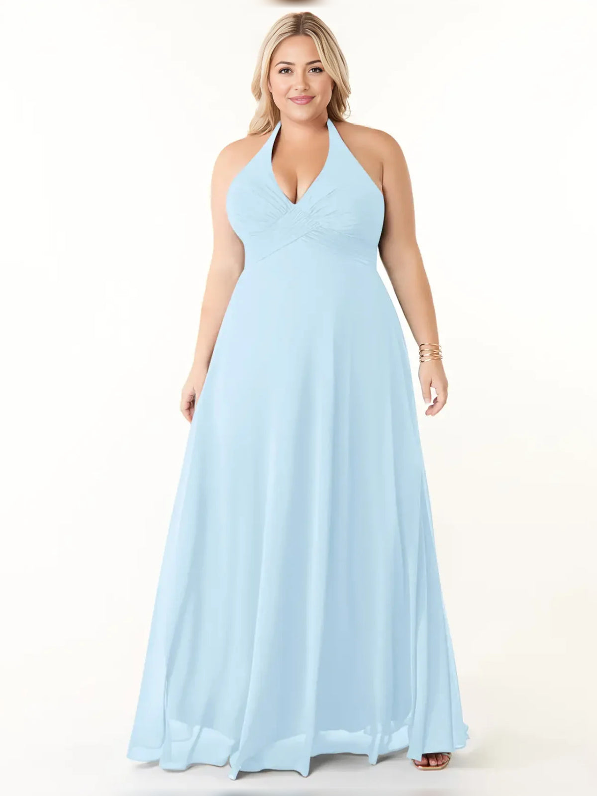 Sky Blue maxi bridesmaid dress, alternate view showing the overall dress design