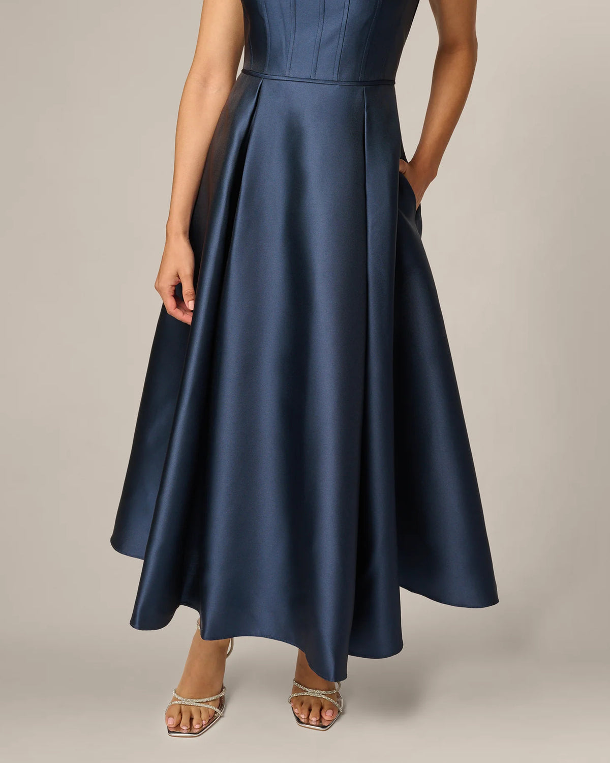 square neck a-line midi mother of the bride dress - image 4