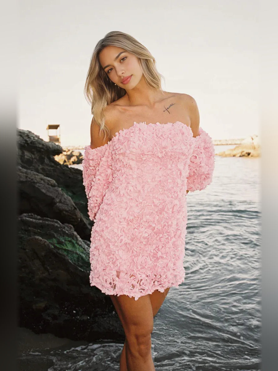 Light Pink mini homecoming dress, alternate view showing the overall dress design