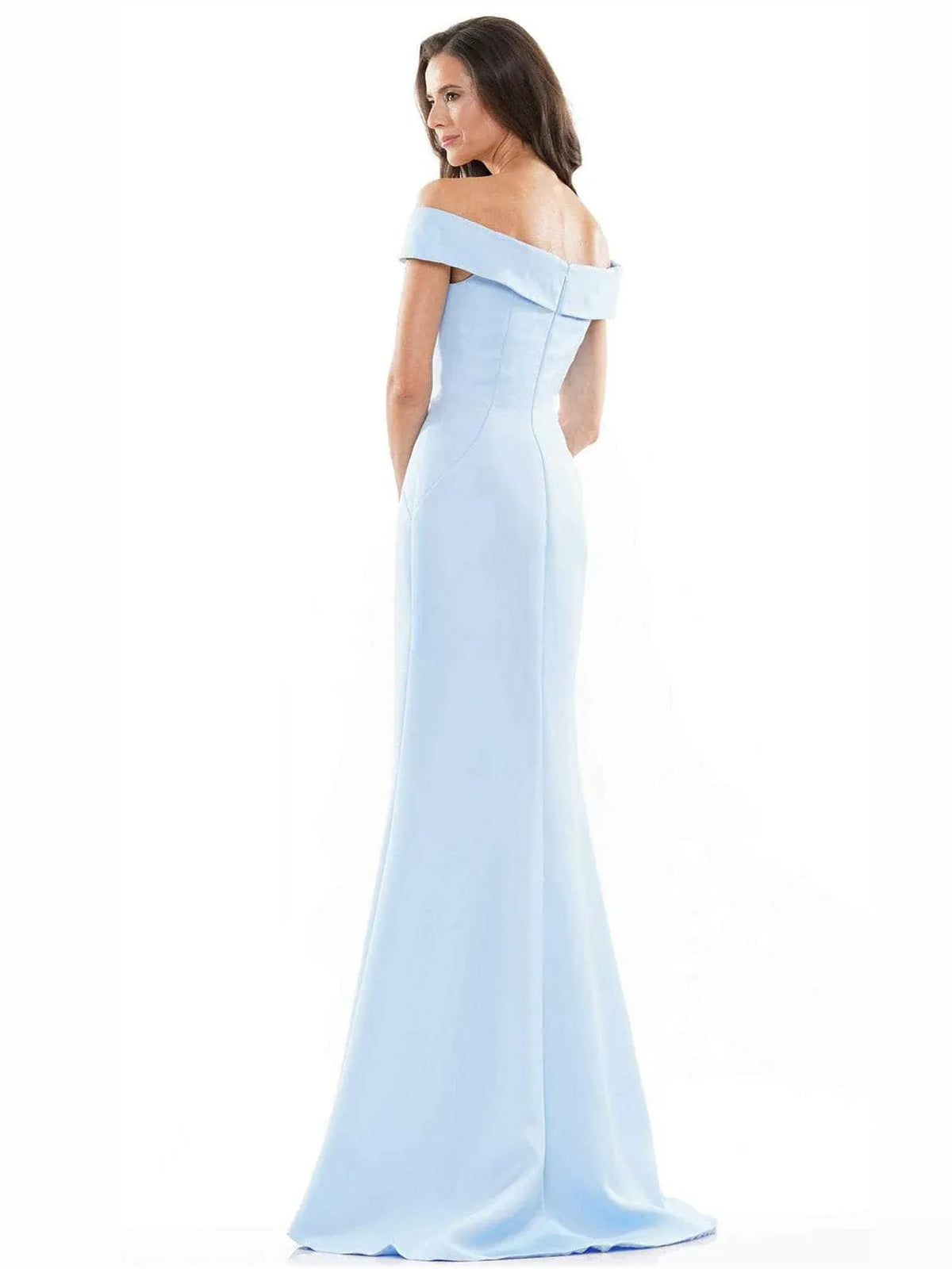 Dark Navy mermaid floor-length formal dress with draping, alternate view showing the waist