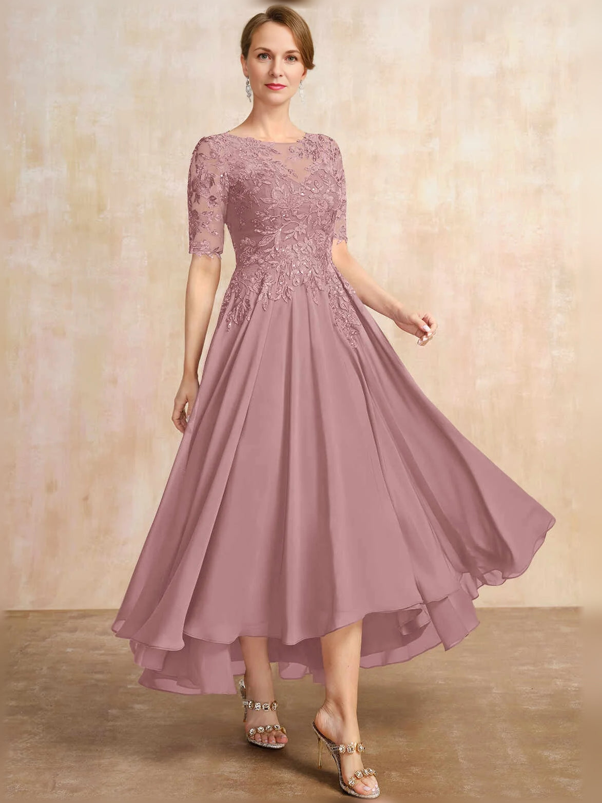 Wisteria midi mother of the bride dress, alternate view showing the overall dress design