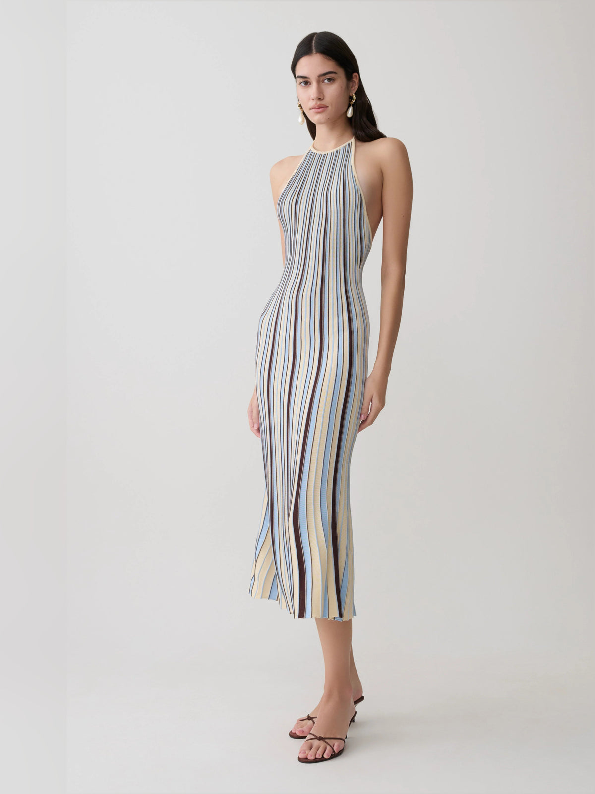 Chocolate midi formal dress, alternate view showing the waist