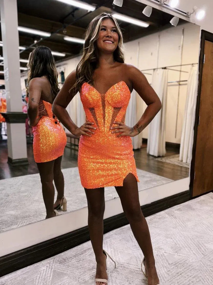 Royal Blue mini homecoming dress, alternate view showing the overall dress design