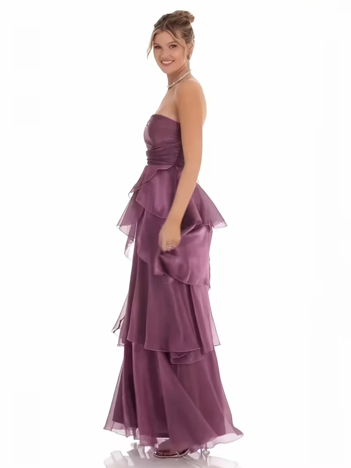 Purple floor-length wedding dress, alternate view showing the overall dress design