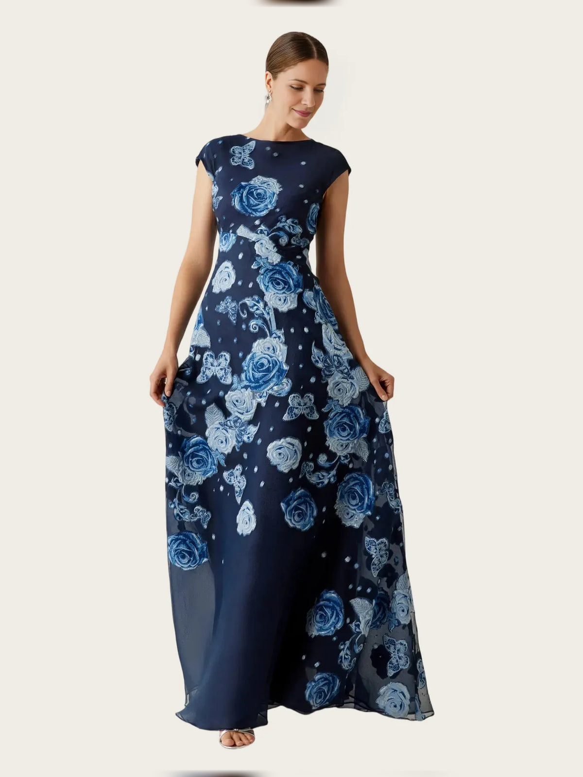 As Picture maxi mother of the bride dress, alternate view showing the overall dress design