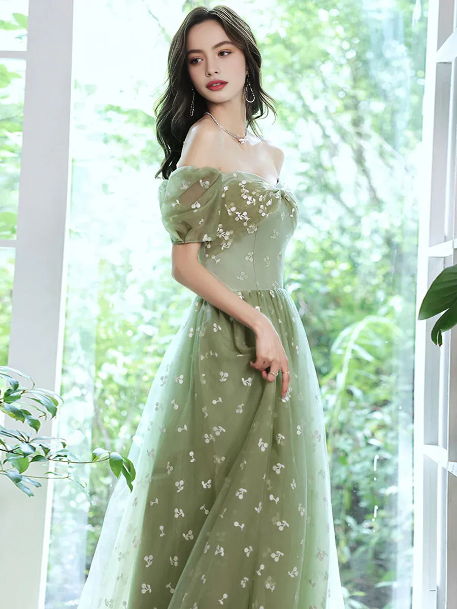 Dusty Sage maxi prom dress, alternate view showing the overall dress design