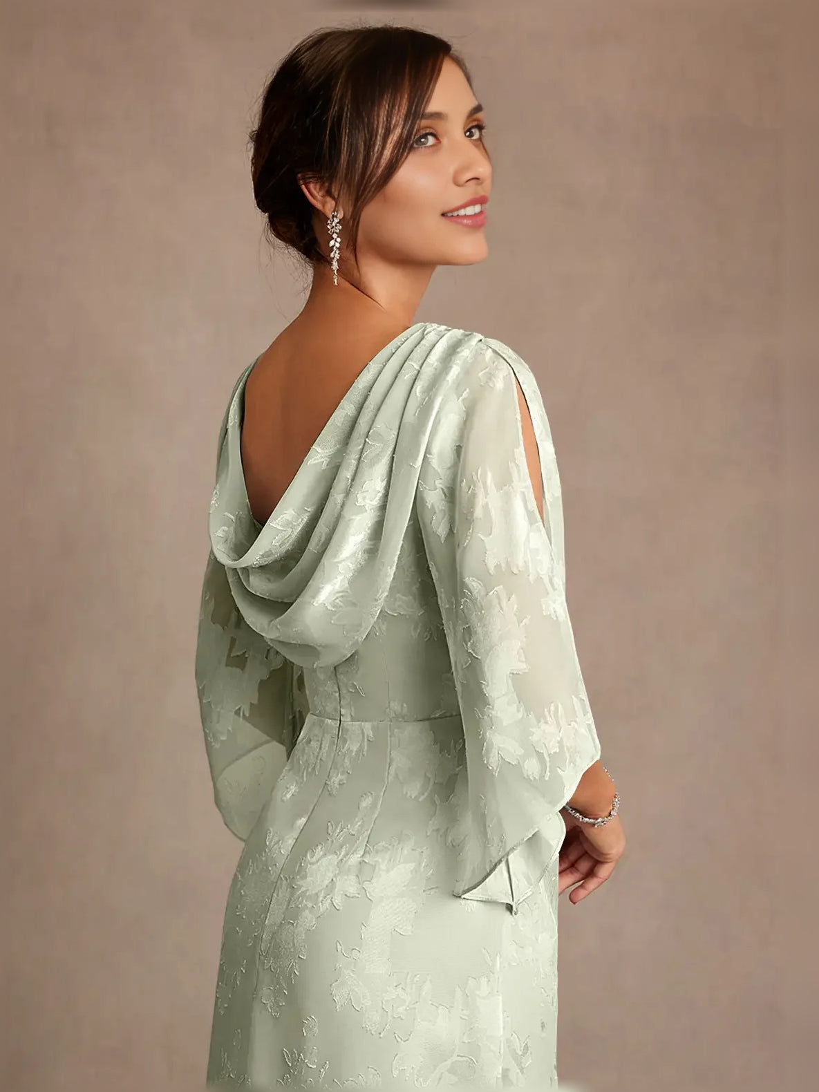 Mint Green floor-length mother of the bride dress, alternate view showing the overall dress design