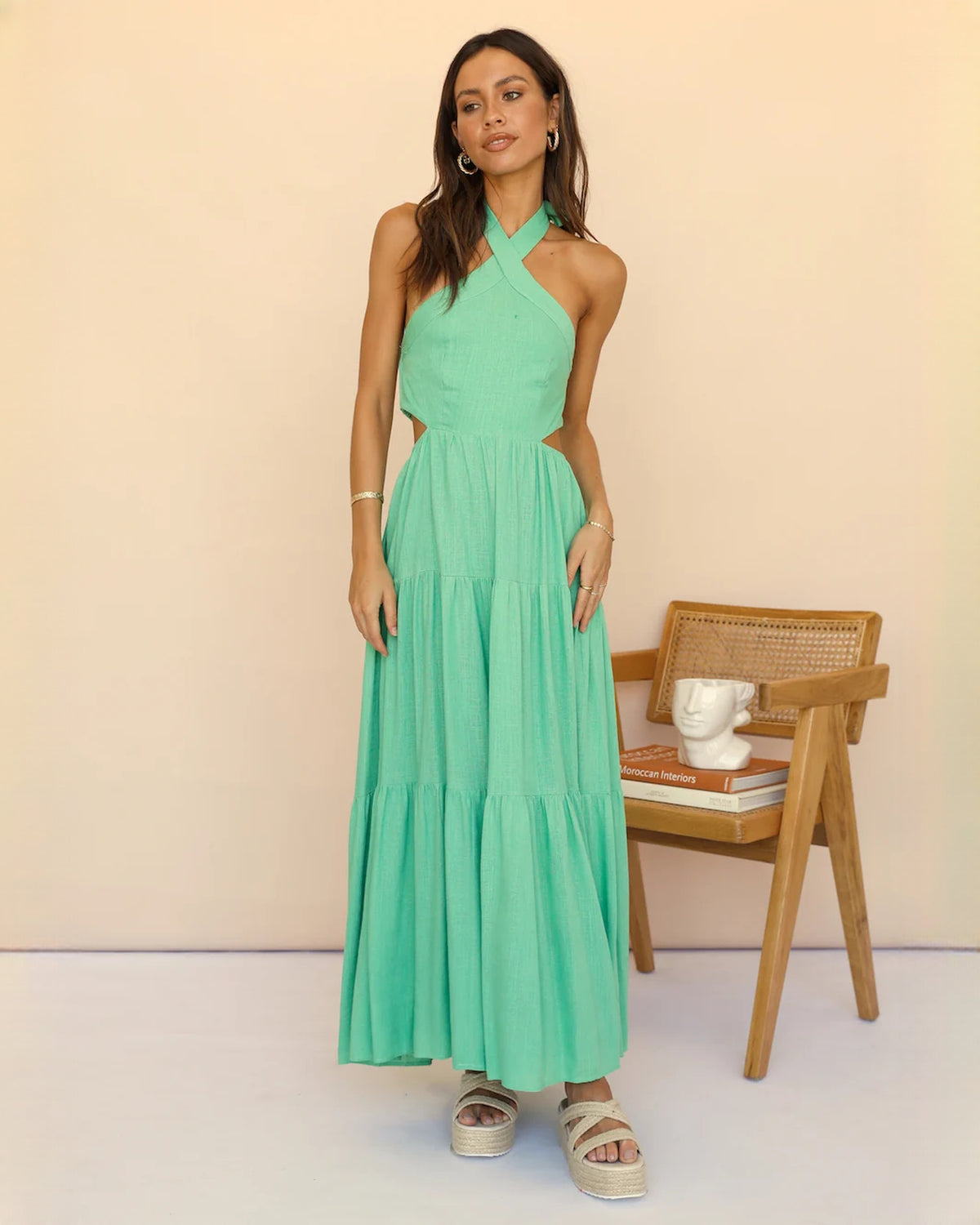 sleeveless chiffon a-line maxi bridesmaid dress - image 4