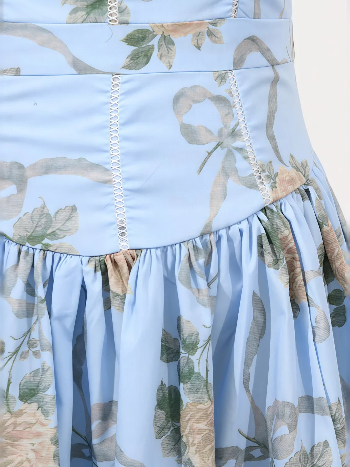 Light Blue tea-length prom dress, alternate view showing the overall dress design