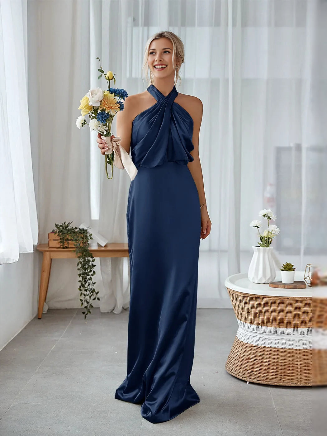 Cabernet floor-length bridesmaid dress, alternate view showing the overall dress design
