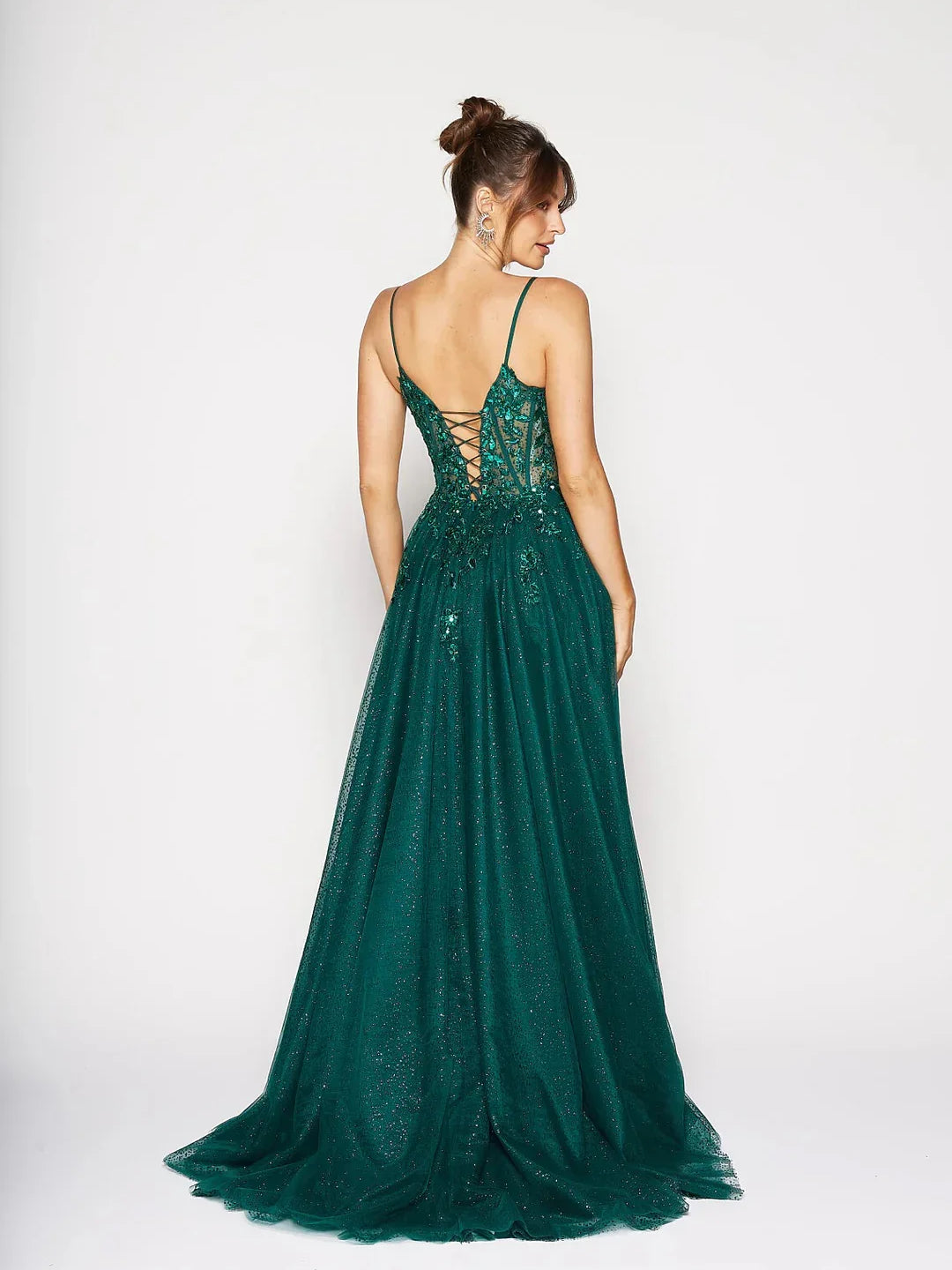 Wine maxi prom dress, alternate view showing the overall dress design