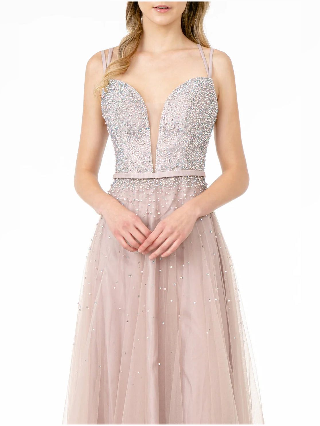 Mauve floor-length prom dress, alternate view showing the overall dress design
