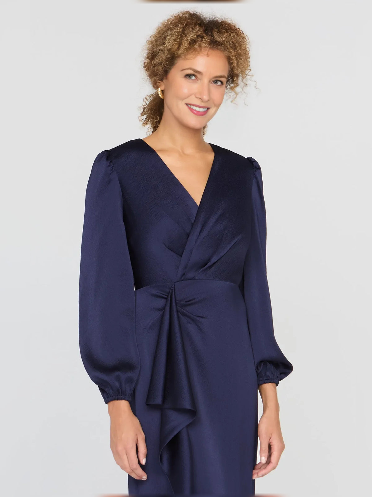 Dark Navy floor-length mother of the bride dress, alternate view showing the overall dress design