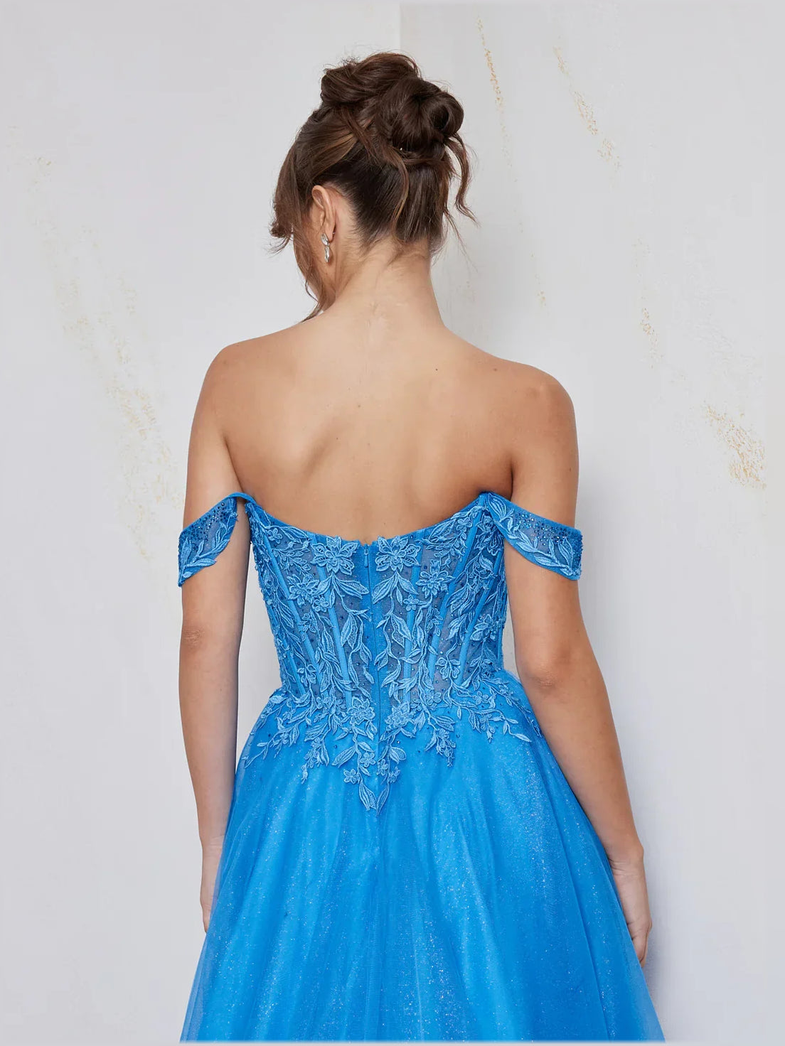 Fuchsia maxi prom dress, alternate view showing the overall dress design