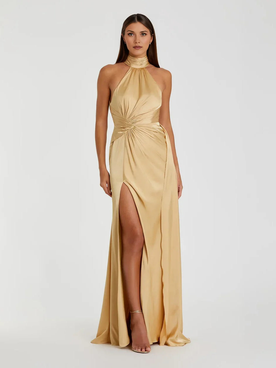 Peacock floor-length prom dress, alternate view showing the overall dress design