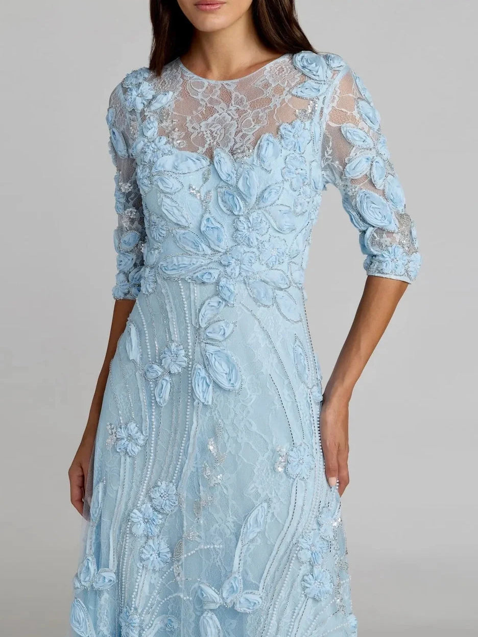 Sky Blue floor-length mother of the bride dress, alternate view showing the overall dress design