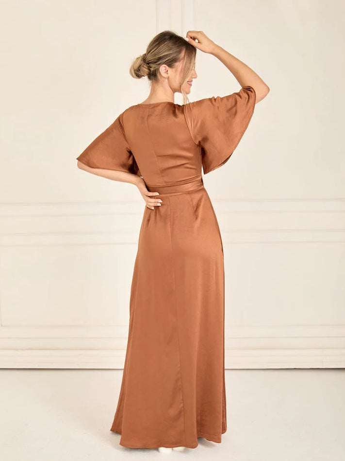 Dusty Rose floor-length bridesmaid dress, alternate view showing the overall dress design