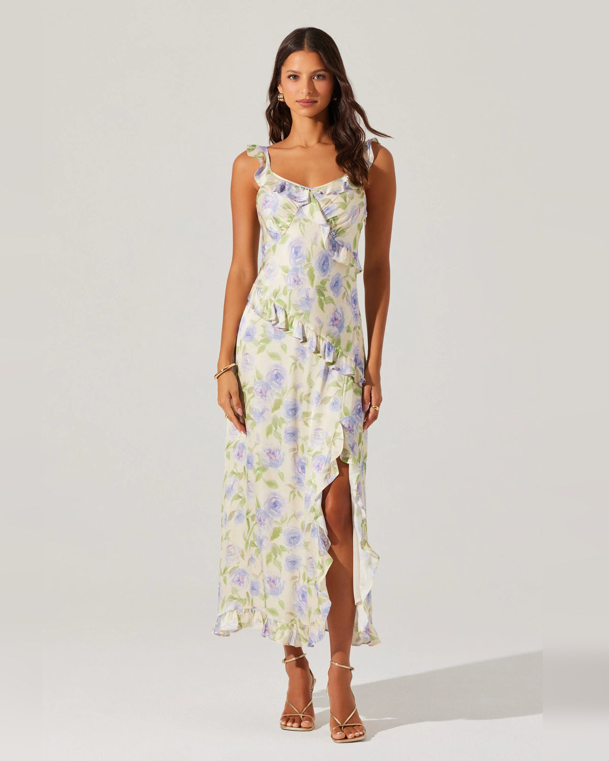 spaghetti strap a-line midi formal dress - image 4