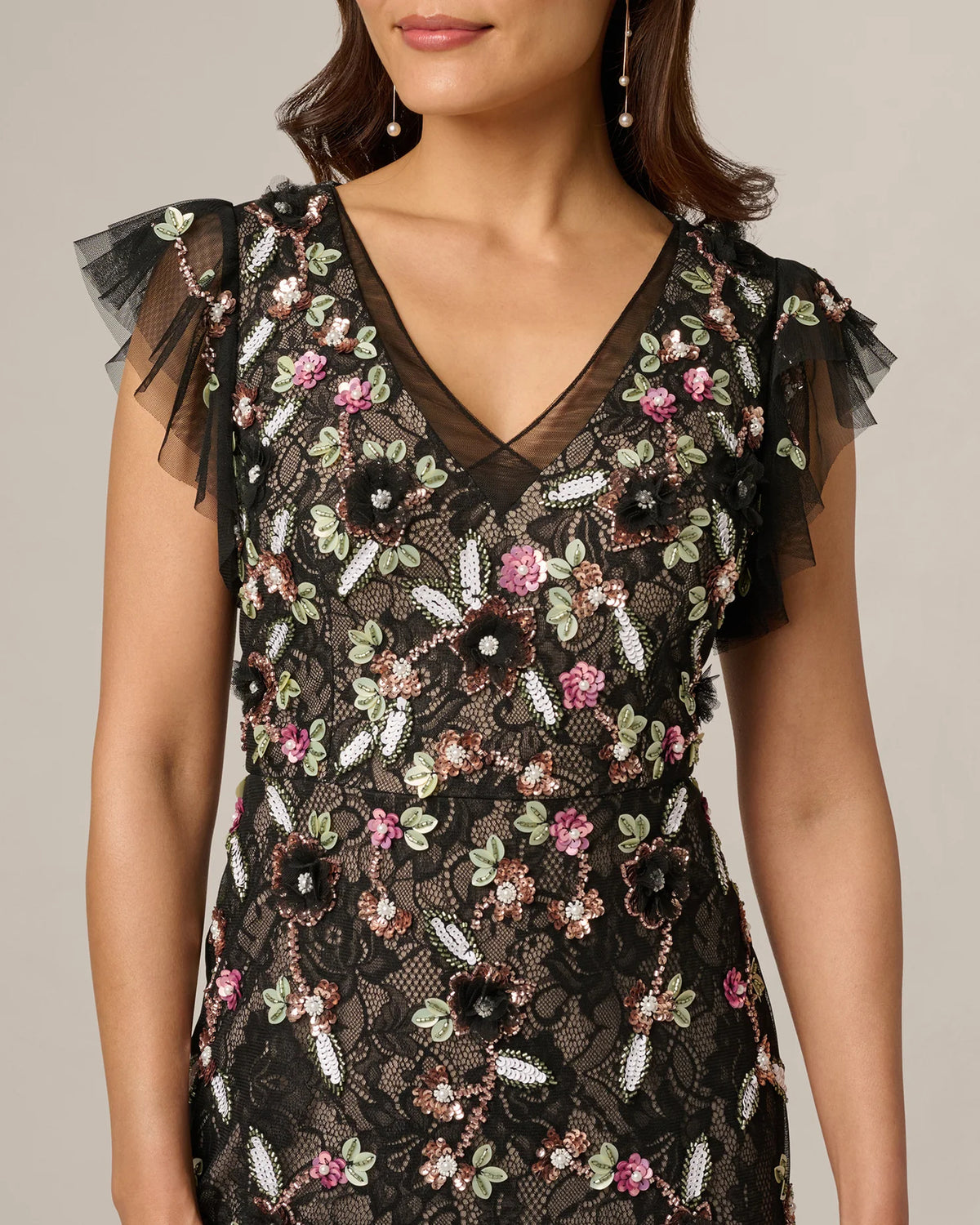 flutter-sleeve a-line maxi mother of the bride dress - image 4