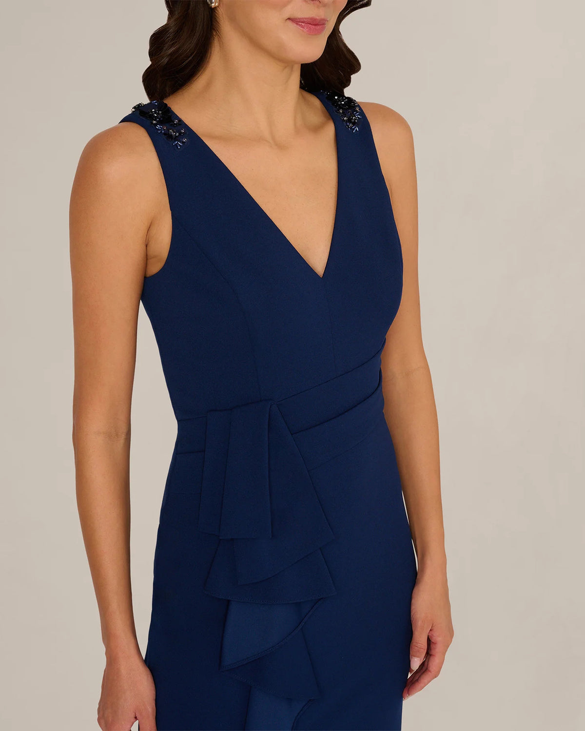 v-neck sheath maxi mother of the bride dress - image 4