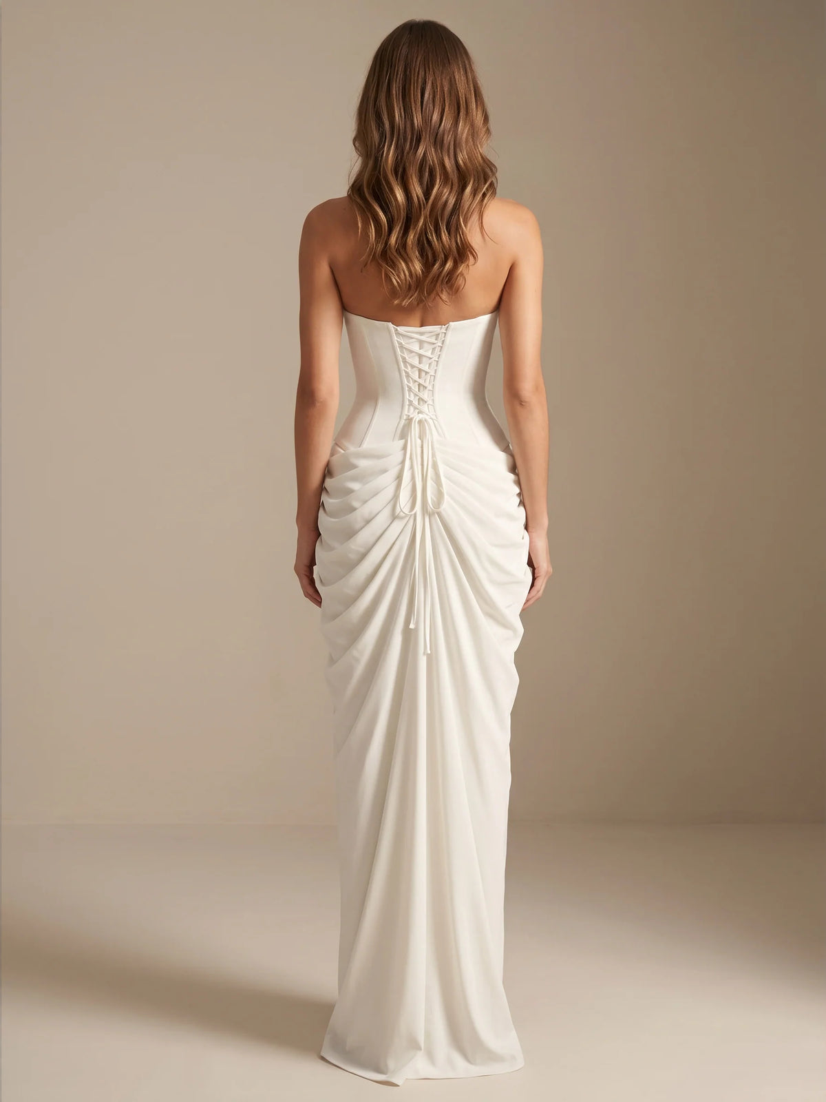 Pale Lemon maxi bridesmaid dress, alternate view showing the overall dress design