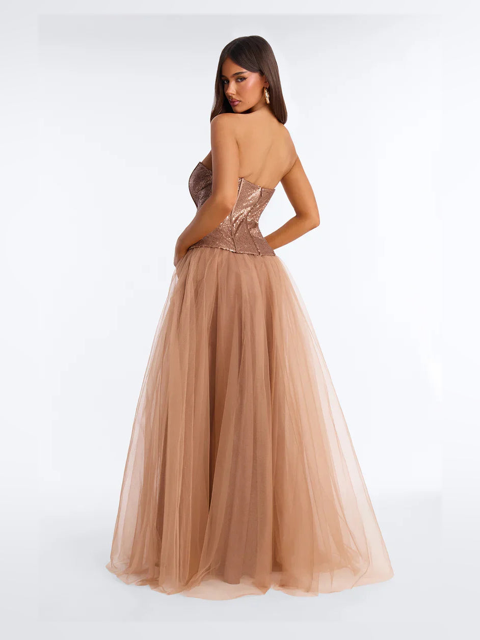 Blush Pink floor-length prom dress, alternate view showing the overall dress design