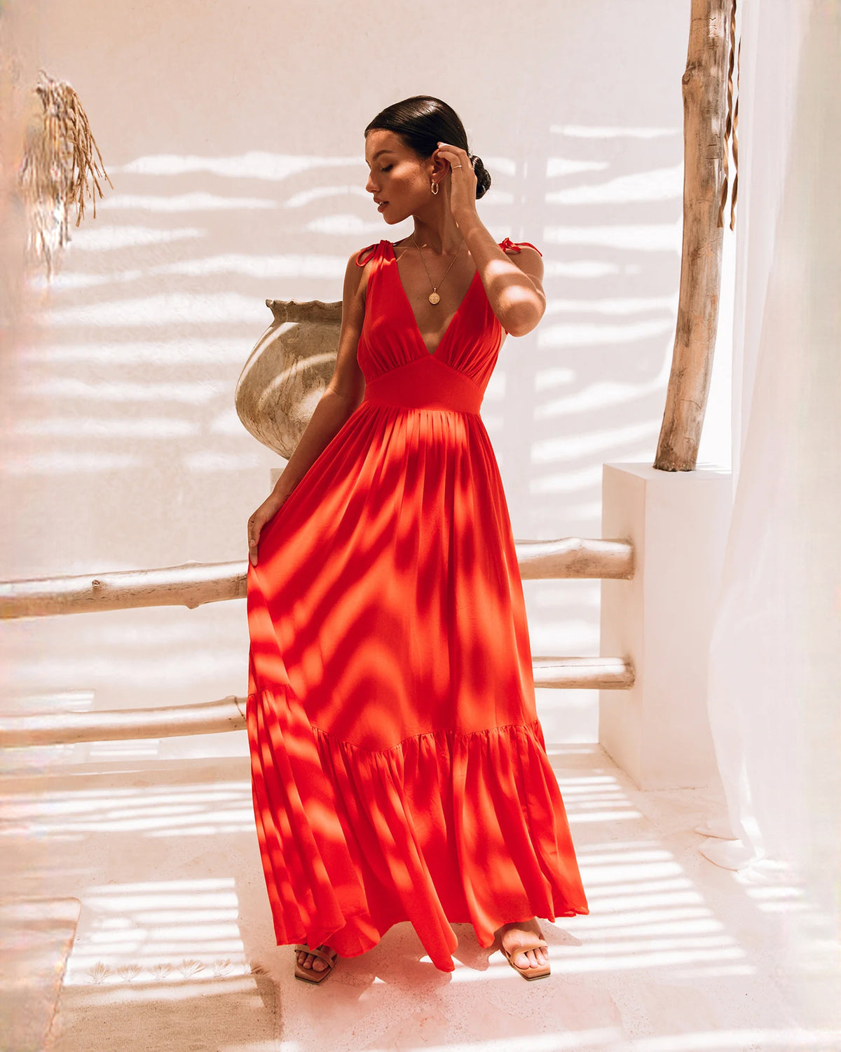 sleeveless chiffon a-line maxi bridesmaid dress - image 4