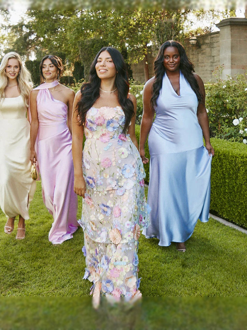 Daffodil maxi bridesmaid dress, alternate view showing the overall dress design