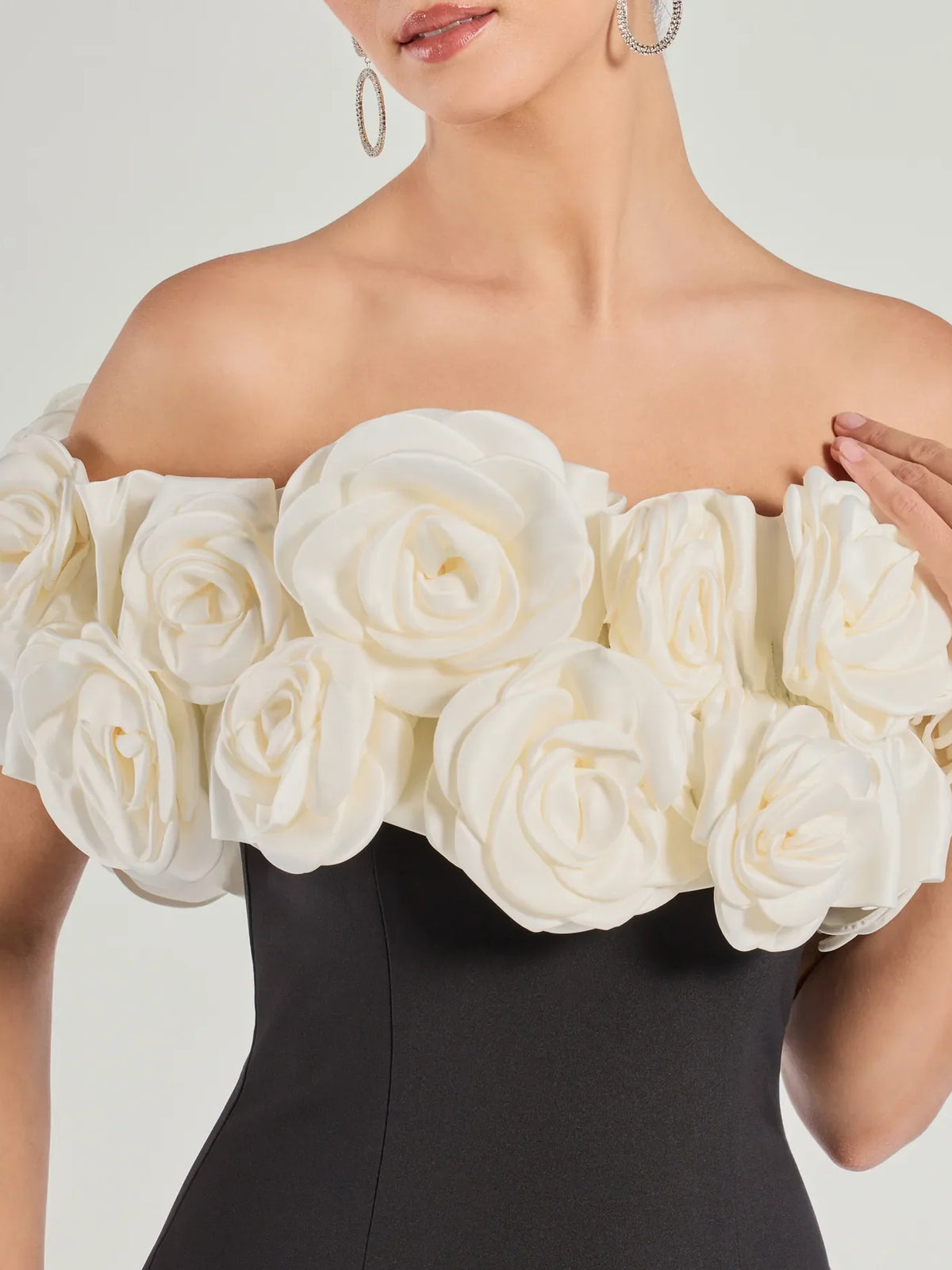 Floral mini homecoming dress, close view of the dress design