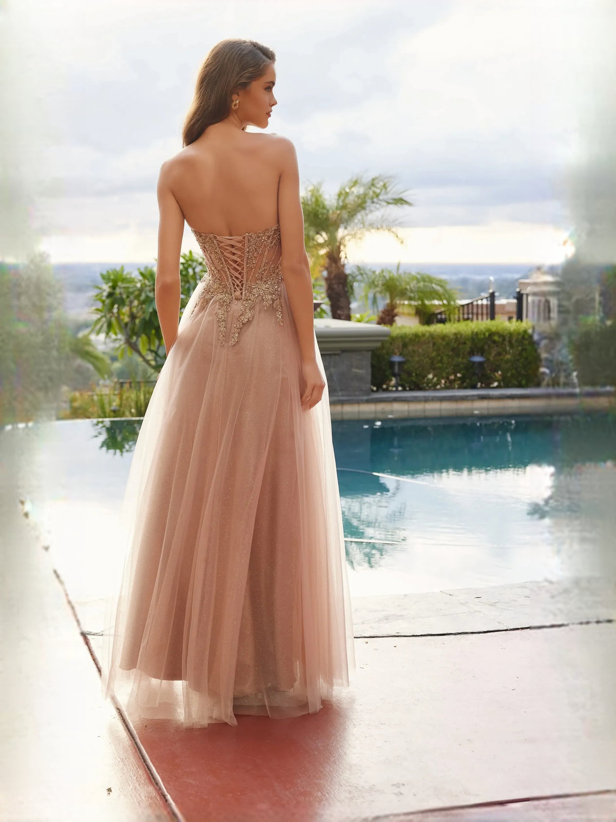 Dusty Blue floor-length prom dress, alternate view showing the overall dress design
