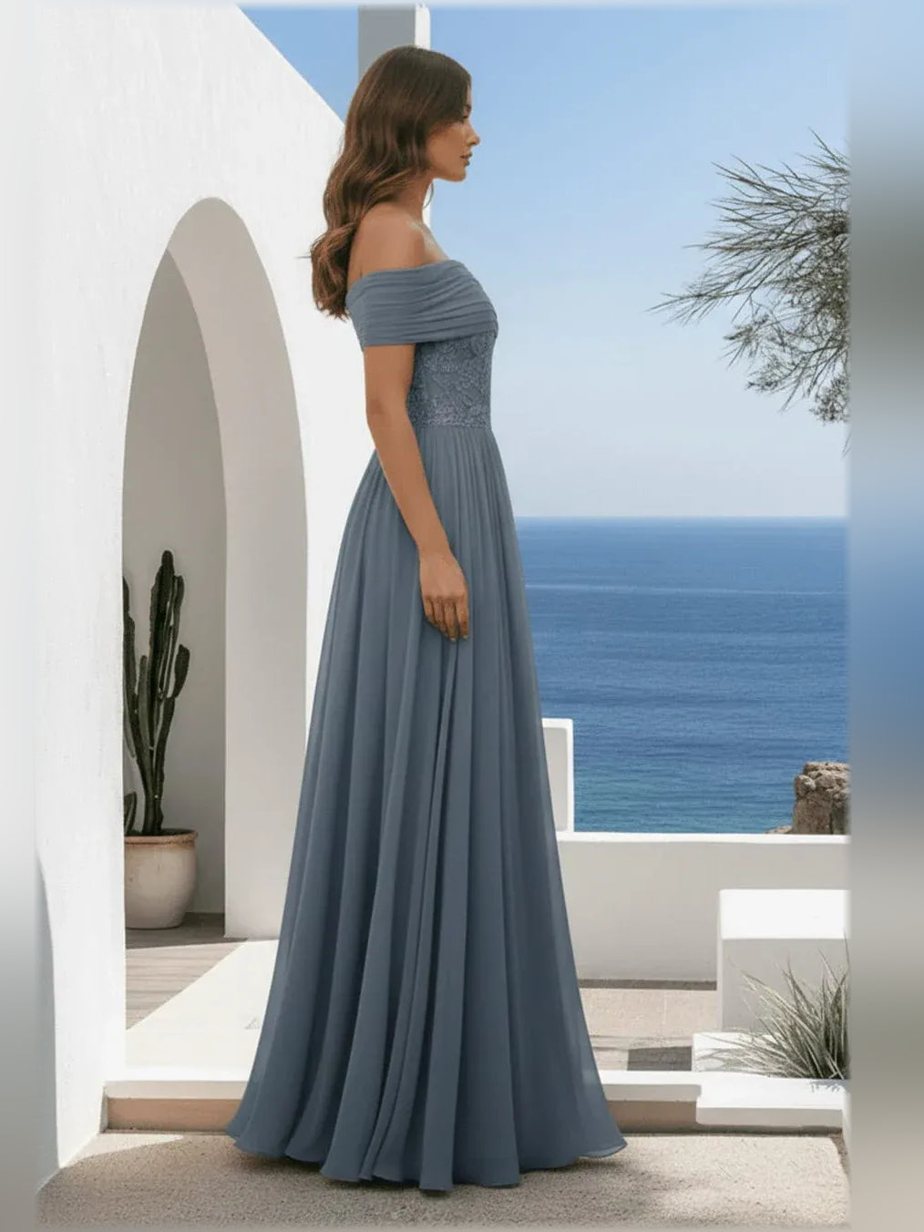 Dark Green a-line floor-length formal dress with floral print, alternate view showing the waist