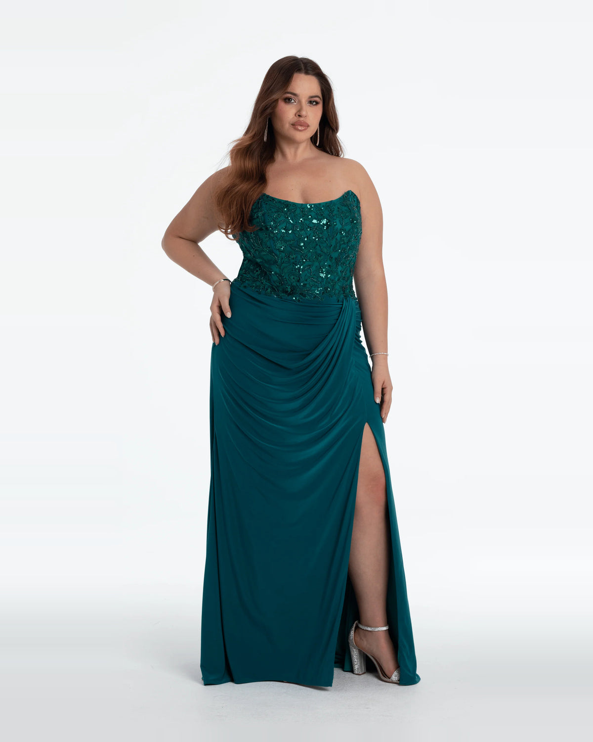 strapless column maxi prom dress - image 4