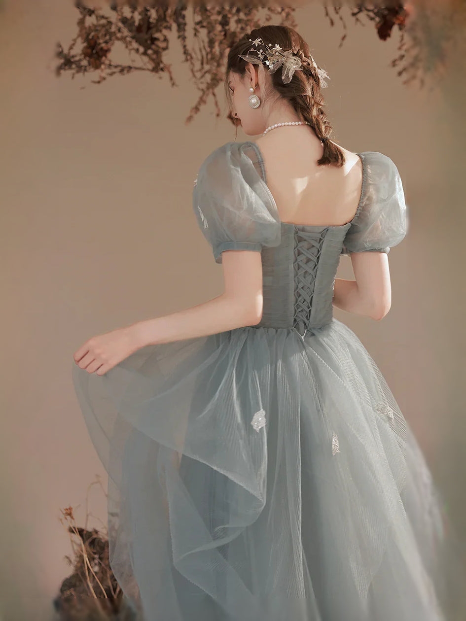 Mist Blue maxi prom dress, alternate view showing the overall dress design