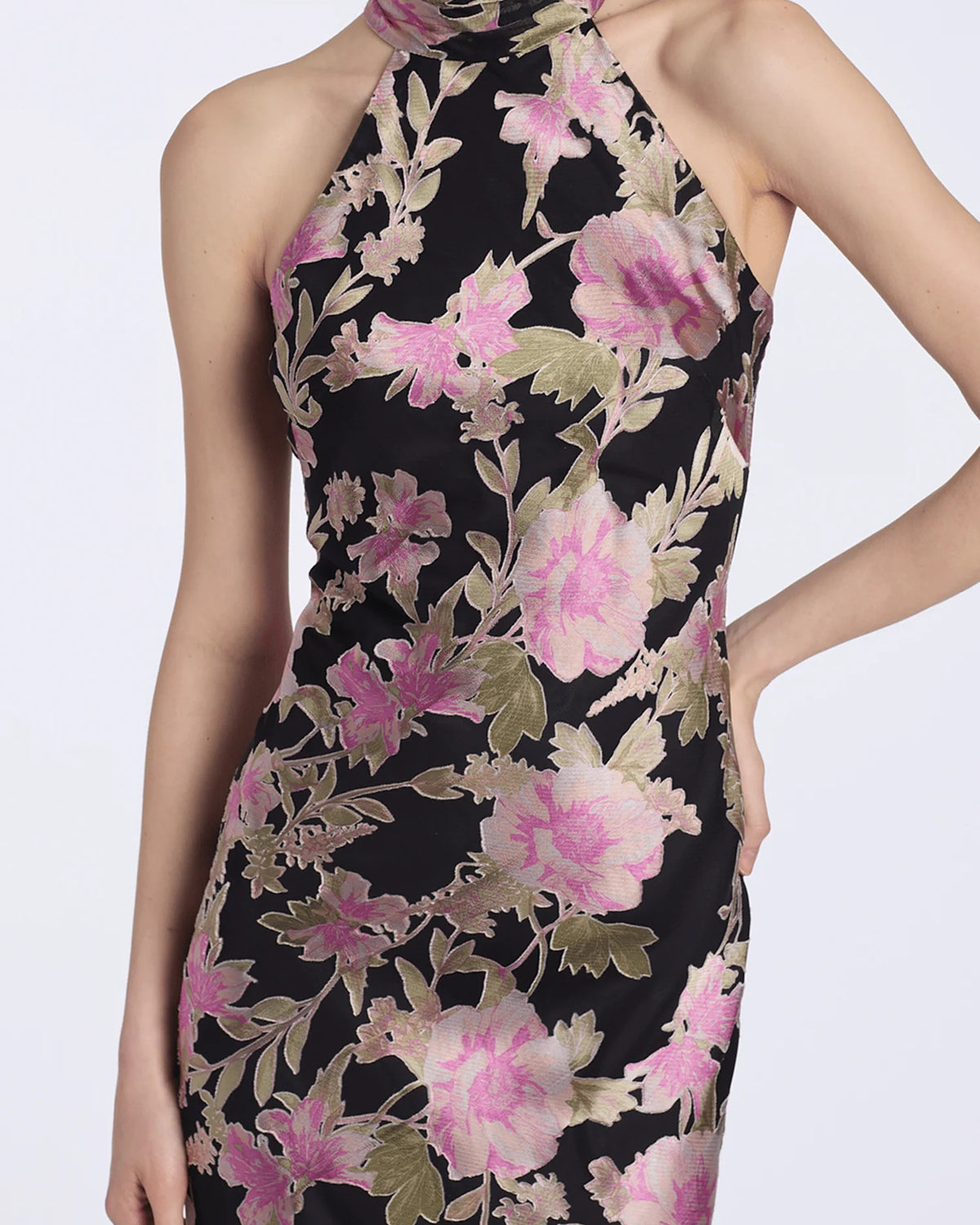 halter neck column maxi prom dress - image 4