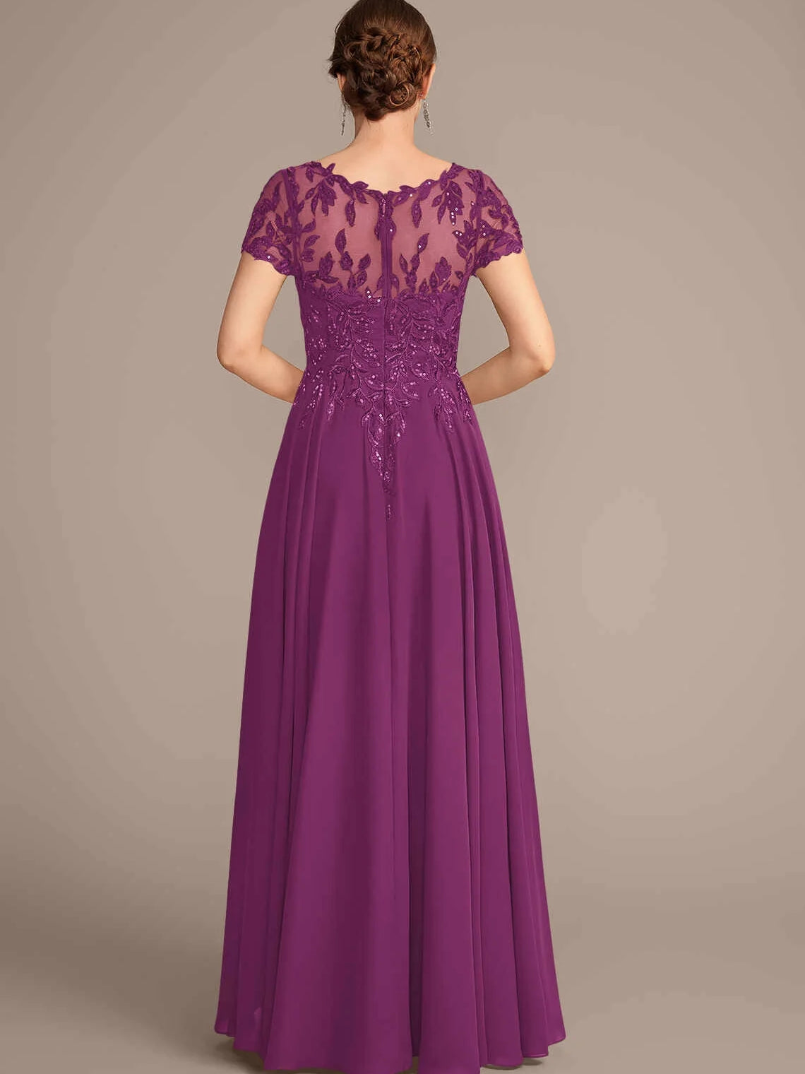 Dark Navy short mother of the bride dress, alternate view showing the overall dress design