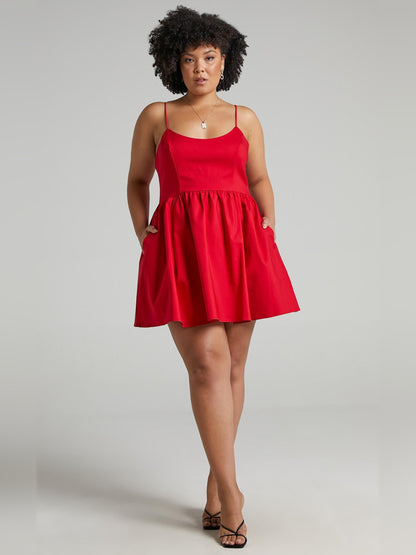 Red mini homecoming dress, alternate view showing the overall dress design