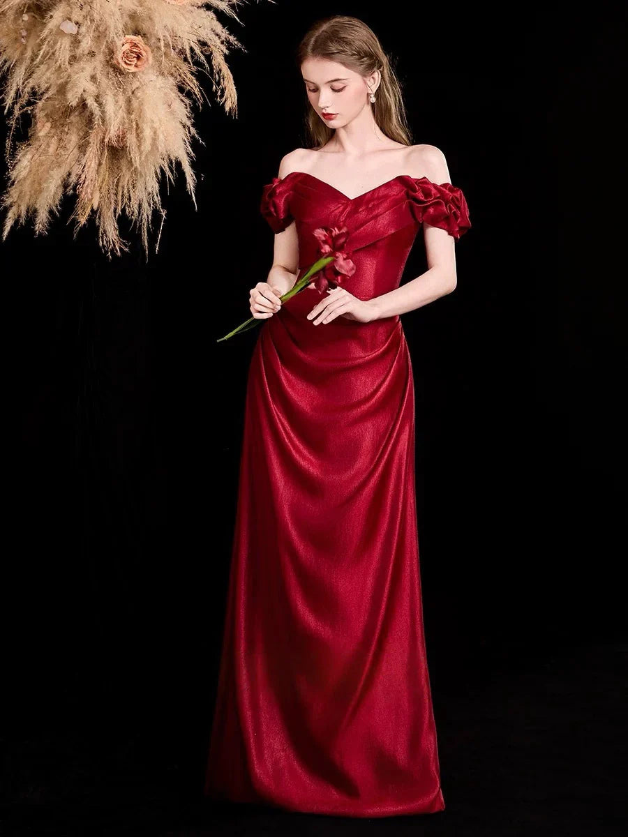 Red maxi prom dress, alternate view showing the overall dress design