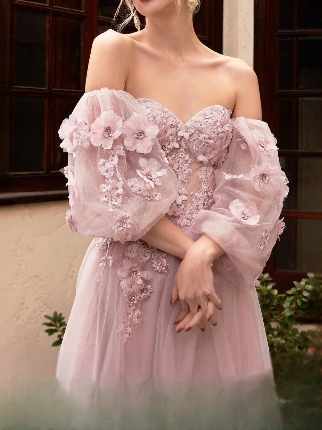 Slate Blue floor-length prom dress, alternate view showing the overall dress design