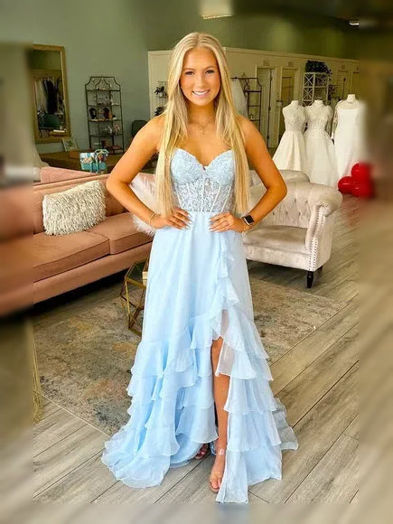 Light Blue floor-length prom dress, alternate view showing the overall dress design