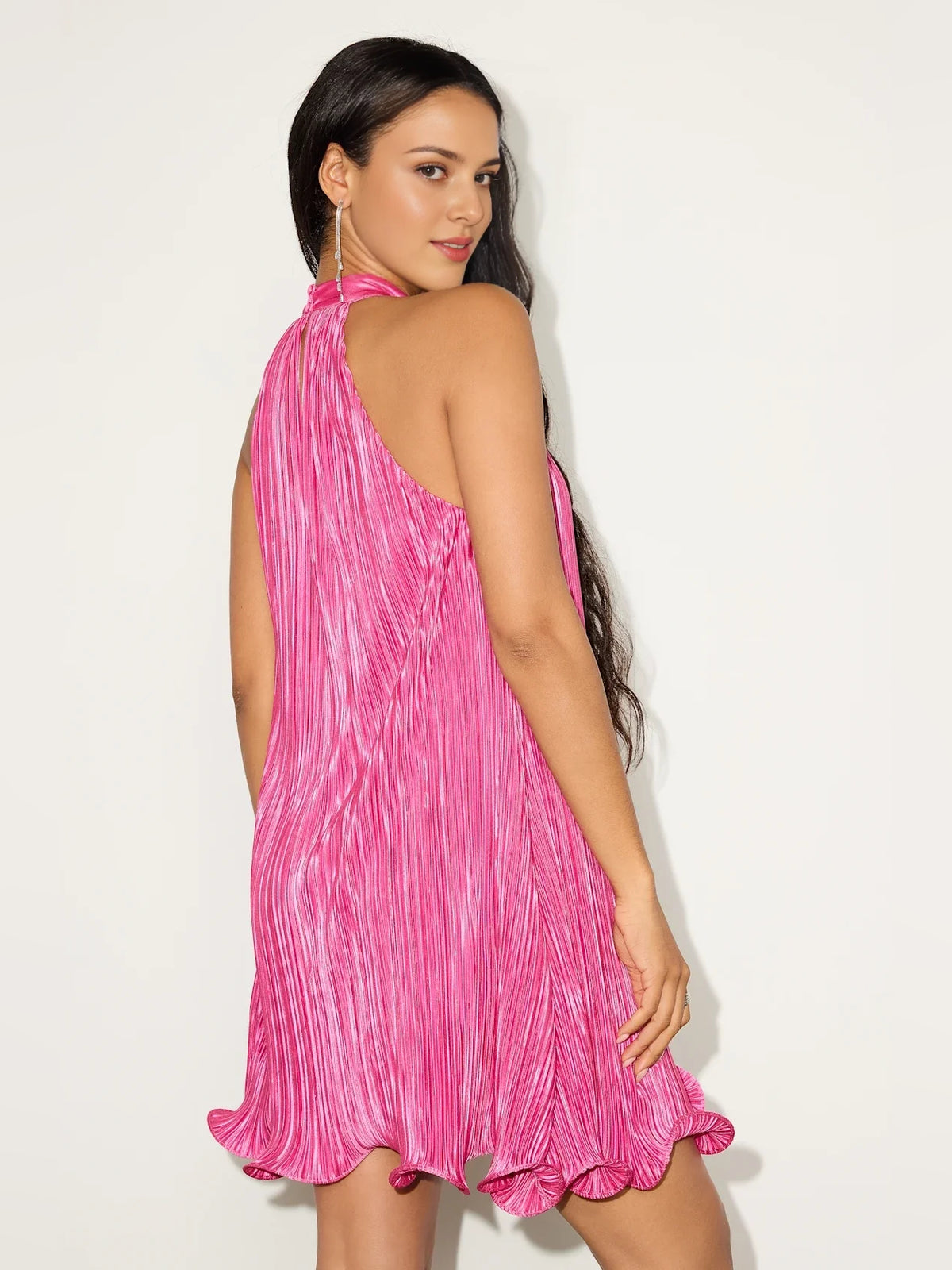 Ivory white mini homecoming dress, alternate view showing the overall dress design