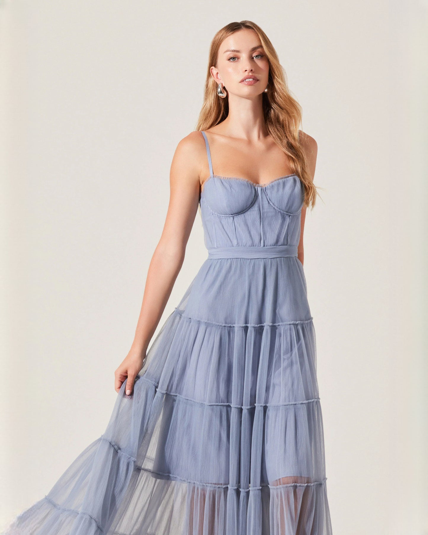 sweetheart mesh a-line maxi bridesmaid dress - image 4