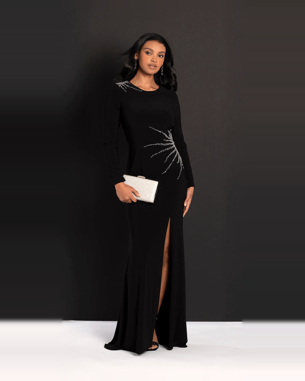 jewel neck column maxi prom dress - image 4