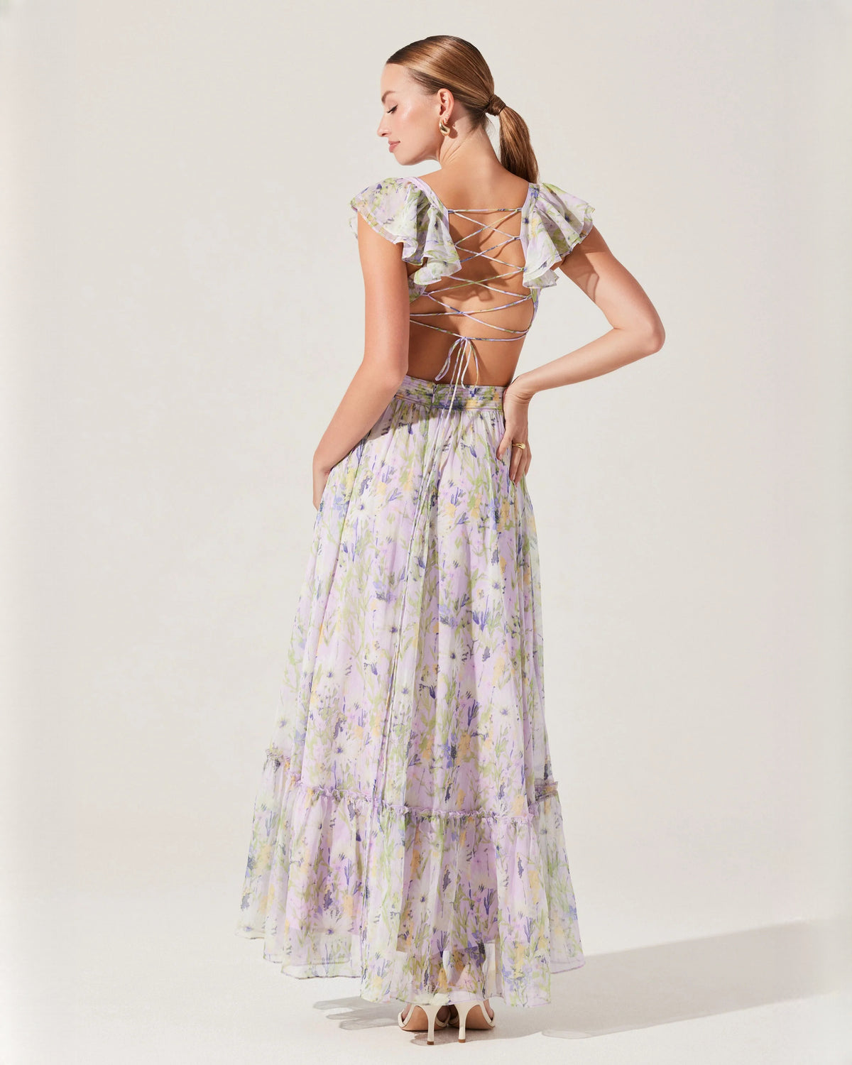 sleeveless chiffon a-line maxi bridesmaid dress - image 4