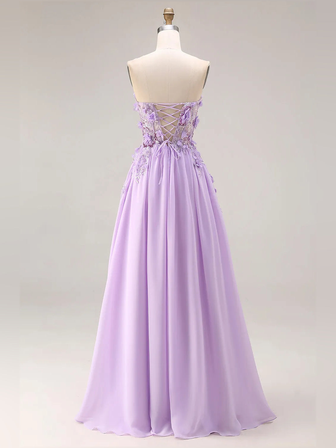 Lilac floor-length prom dress, alternate view showing the overall dress design