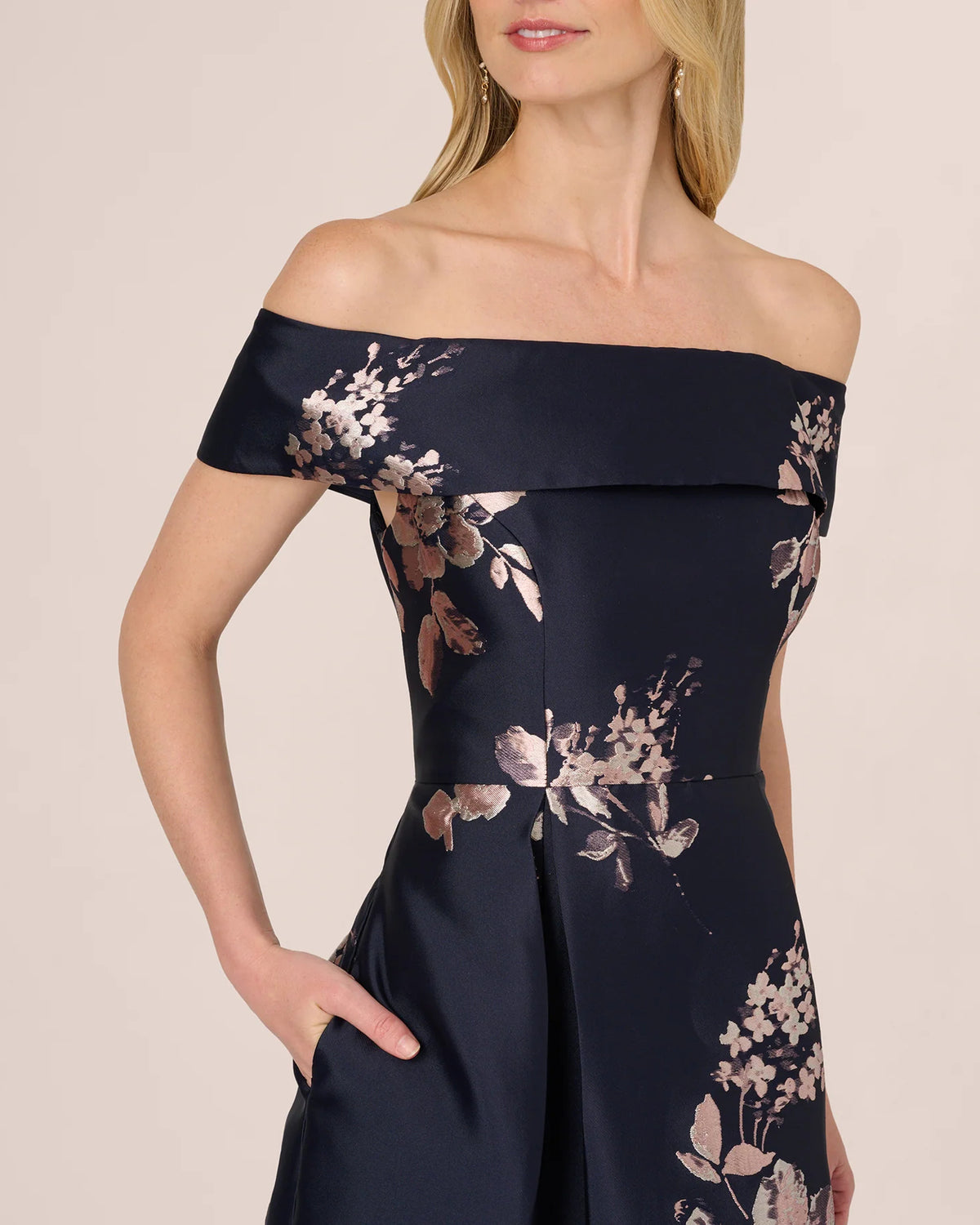 off-shoulder a-line maxi mother of the bride dress - image 4